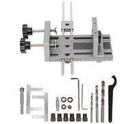 Woodworking Hole Locator Punch Locator Drill Guide Tool, Aluminum Alloy DIY Drill Alignment Fixture with Adjustable Clamping Knob and Precision Scale for Carpenter