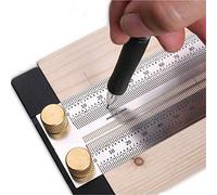 Woodworking Marking T Rulers Ultra Precision,Layout Work Scribe Line Ruler with holes,Scribing Square Ruler Gauge Measuring Tool Draft Marking Tools Carpenter measuring ruler with stop (200mm)