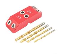 Woodworking Pocket Hole Jig Kit 30/45/90 Degree Angle Drill Guide Multi-Size Template Block, DIY Woodworking Drill Hole Guide Jig Kit(Red)