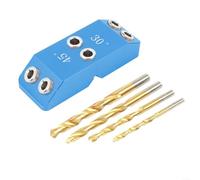 Woodworking Pocket Hole Jig Kit 30/45/90 Degree Angle Drill Guide Multi-Size Template Block, DIY Woodworking Drill Hole Guide Jig Kit(Blue)