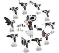 Woodworking Power Tool Set 10-in-1 with 4.0AH Lithium-Ion Battery - Includes Drill, Chainsaw, Circular Saw, Screwdriver, Wrench, Sander, and More