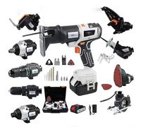 Woodworking Power Tool Set, 10pcs Cordless Multi-Function Drill Tool Kit, with 4.0Ah Battery& Toolboxs, Portable Home Repair Power Saw for Renovation, DIY, Repair