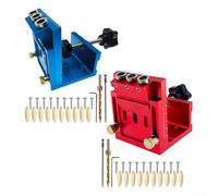 Woodworking Precision Tool Adjustable Pocket Hole Jig and Drill Locator Set for Custom Furniture Building (red)