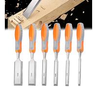 Woodworking Professional Wood Chisel Tool Sets 6 Pcs Chrome Vanadium Steel and PVC Handle Woodworking Carving Tools Kit for Carpentry Craftsman 8/14/16/18/32/38mm(Size:6 Set) (6 Set)