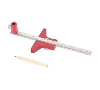 Woodworking Ruler Clear Dual Scale Aluminum Alloy Angle Marking T Ruler, Woodworking Measuring Tool with Pencil for 30 45 60 90 Degree Layout and Depth Measurement