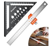 Woodworking Set Square Tool, Preciva 7inch Metric Triangle Rule 12inch 45 90 Degrees Versatile Stainless Steel Three-Cornered Scale Rulers Speed Squares, Engineer Carpentry Layout Measuring Tools