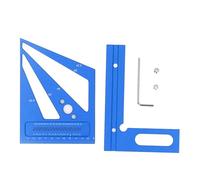 Woodworking Square Ruler, Right Angle Ruler for Woodworking, Aluminum Alloy Multi Angle Measuring Tool with Clear Markings, Includes Woodworking Square, Right Angle Ruler, Wrench a (Blue)