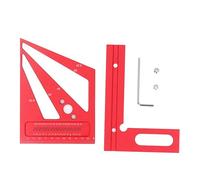 Woodworking Square Ruler, Right Angle Ruler for Woodworking, Aluminum Alloy Multi Angle Measuring Tool with Clear Markings, Includes Woodworking Square, Right Angle Ruler, Wrench a (Red)