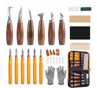 Woodworking Tools Set, 30 in 1 Deluxe Hand Tool Kit with Luxury Leather Case,Wood Whittling Kit with Including Basswood Blocks, Gift for Beginners Adults Kids DIY Fun
