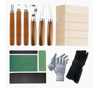 Woodworking Tools Sets 23PCS Wood Whittling Kit for DIY Lovers Beginners, Including Basswood Blocks, Roll Storage Bag