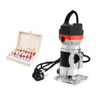 Woodworking Trimming Machine, High-Speed 30000rpm with 15 Milling Cutters, One-Hand Operation for DIY, Arc Trimming and Carving
