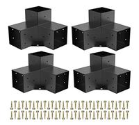 Woodworks Pergola pergola Brackets 3-Way Right Angle Corner Bracket DIY Elevated Wood Stand 4PACK with Screws for 4x4 (Actual: 3.5x3.5 Inch) Lumber Pergola Gazebo