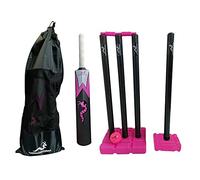 Woodworm Garden Girls Junior Cricket Set - Plastic Stumps, Bat and Ball, Pink, Size 3