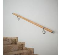 Woodworx Oak Indoor Stair Handrail Kit 1.2m - Solid Wood & Nickel Home Staircase Hand Rail Set with All Fixings Included