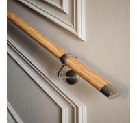 Woodworx Oak Indoor Stair Handrail Kit 3.6m - Solid Wood & Nickel Home Staircase Hand Rail Set with All Fixings Included