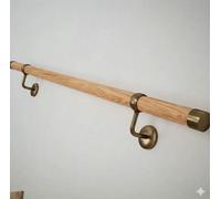 Woodworx Premium Solid Oak & Antique Brass 1.2M Indoor Stair Handrail Kit Easy Install All In One Box - 5Yr Guarantee