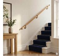 Woodworx Premium Solid Oak & Antique Brass 2.4M Indoor Stair Handrail Kit Easy Install All In One Box - 5Yr Guarantee