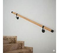 Woodworx Premium Solid Oak & Matt Black 1.2M Indoor Stair Handrail Kit Easy Install All In One Box - 5Yr Guarantee