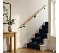 Woodworx Premium Solid Oak & Matt Black 2.4M Indoor Stair Handrail Kit Easy Install All In One Box - 5Yr Guarantee