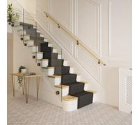 Woodworx Premium Solid Pine & Antique Brass Brackets 2.4M Indoor Stair Handrail Kit Easy Install All In One Box 5Yr Guarantee