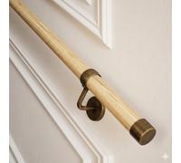 Woodworx Premium Solid Pine & Antique Brass Brackets 3.6M Indoor Stair Handrail Kit Easy Install All In One Box 5Yr Guarantee