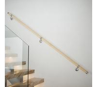 Woodworx Premium Solid Pine & Brushed Nickel 2.4M Indoor Stair Handrail Kit. Easy Install All In One Box - 5Yr Guarantee