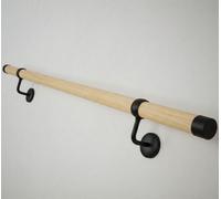 Woodworx Premium Solid Pine & Matt Black Brackets 1.2M Indoor Stair Handrail Kit Easy Install All In One Box 5Yr Guarantee