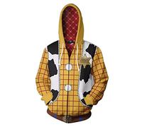 Woody Hoodie Buzz Lightyear Cosplay Costume Space Ranger Cowboy Jacket Zip Sweatshirt for Adults Kids - Multicoloured - S