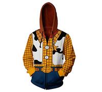 Woody Hoodie Buzz Lightyear Cosplay Costume Space Ranger Cowboy Jacket Zip Sweatshirt for Adults Kids - Multicoloured - Large