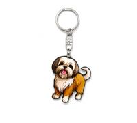 Woody Pals Wooden Dog Keyring, Dog Breed Designs, Handmade Key Ring for Keys, Backpack, Bag or Gift for Dog Lovers, Shih Tzu, Estándar