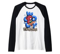 Woody Woodpecker Blue Graffiti Pop Style Raglan Baseball Tee