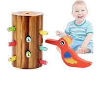 Woody Woodpecker Toy - Realistic Grub Pegs, Wooden Woodpecker Catching Toy, Sturdy Early Learning Cognitive Play Set, Hardened Synthetic Resin insectt Pieces | Bird Game for toddlerr & Kids