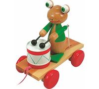 Woodyland 21 x 19 cm Didactic Toys Pull Along Frog with Drum