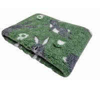 WOOF AND PUP | Non Slip Vet Bedding | Green Bunny Rabbit Pattern | Machine Washable | UK Manufactured | Non-slip | Dog Bed | Whelping | Vet bed (75cm x 200cm)