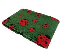 WOOF AND PUP | Non Slip Vet Bedding | Green & Red Ladybird Pattern | Machine Washable | UK Manufactured | Non-slip | Dog Bed | Whelping | Vet bed (Large 150cm x 100cm (60" x 40"))