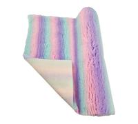 Woof And Pup NON SLIP VET BEDDING, Rainbow Stripe Pattern, Dog Bedding, Dogs, Puppies, Cats, Fleece, Non-Slip Ribbed Vet Bed, Ribbed Vetbed (Pink Lilac Mint Rainbow, Whelping Box 120cm x 120xcm)
