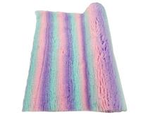 Woof And Pup NON SLIP VET BEDDING, Rainbow Stripe Pattern, Dog Bedding, Dogs, Puppies, Cats, Fleece, Non-Slip Ribbed Vet Bed, Ribbed Vetbed (Pink Lilac Mint Rainbow, 5 Metre Roll x 75cm)