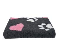 WOOF AND PUP Non-Slip Vet Bedding, Washable, Quick Drying, for Dogs, Puppies, Cats, Rabbits & Small Pets, Non Slip Ribbed Vet Bed, (Medium 75cm x 100cm, Charcoal Heart & Paws)