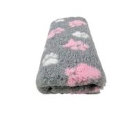 Woof And Pup Non-Slip Vet Bedding, Washable, Quick Drying, for Dogs, Puppies, Cats, Rabbits & Small Pets, Non Slip Ribbed Vet Bed, (Large 150cm x 100cm, Light Grey Pink & White Paws)