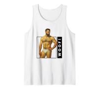 Woof Beefcake Bear Retro Gay Pride Queer Masculinity Art Tank Top