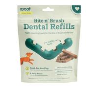 WOOF - Bite n' Brush Refills for The Dog Toothbrush Toy - Scrub Plaque and Tartar from Your Dog's Teeth and Mouth - Dog Dental Chew Toy Treats - Approximately 16 Refills