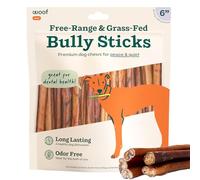 WOOF Bully Sticks Dog Treats - Chew Sticks for Dogs - Long-Lasting Dog Chew Treats - Dog Products Made with Free-Range, Grass-Fed Beef - 6" Sticks - 25pk