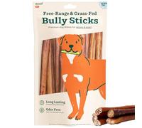 WOOF Bully Sticks Dog Treats - Chew Sticks for Dogs - Long-Lasting Dog Chew Treats - Dog Products Made with Free-Range, Grass-Fed Beef- 12" Sticks - 25pk