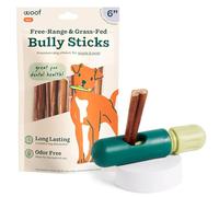 WOOF BullySafe and Bully Sticks - Nutritious Chew Sticks for Dogs and Bully Stick Holder for Safe, Long-Lasting Play - No More Swallowed Ends - 6" Sticks - 5 Pack