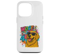 "WOOF! I'm 4 Golden Retriever Birthday- Fun Dog Case for iPhone 13 Pro