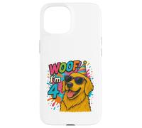 "WOOF! I'm 4 Golden Retriever Birthday- Fun Dog Case for iPhone 15
