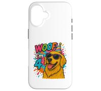 "WOOF! I'm 4 Golden Retriever Birthday- Fun Dog Case for iPhone 16