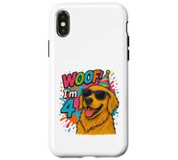 "WOOF! I'm 4 Golden Retriever Birthday- Fun Dog Case for iPhone X/XS