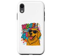 "WOOF! I'm 4 Golden Retriever Birthday- Fun Dog Case for iPhone XR
