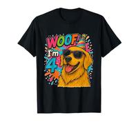 "WOOF! I'm 4 Golden Retriever Birthday- Fun Dog T-Shirt